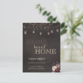 Home Sweet Home, String Lights, Mason Jar, Rozen Aankondigingskaart (Staand voorkant)