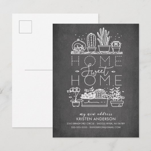 Home Sweet Home Succulent Moving Announge Aankondigingskaart (Voorkant / Achterkant)