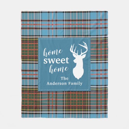 Home Sweet Home Tartan Anderson Gepersonaliseerd Fleece Deken (Voorkant)