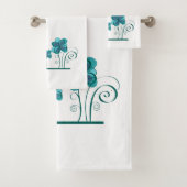 Home Sweet Home Tekst Waterverf Bloemen Teat Wit Bad Handdoek (Insitu)
