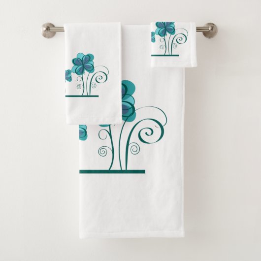 Home Sweet Home Tekst Waterverf Bloemen Teat Wit Bad Handdoek (Insitu)