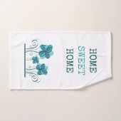 Home Sweet Home Tekst Waterverf Bloemen Teat Wit Bad Handdoek (Handdoek)