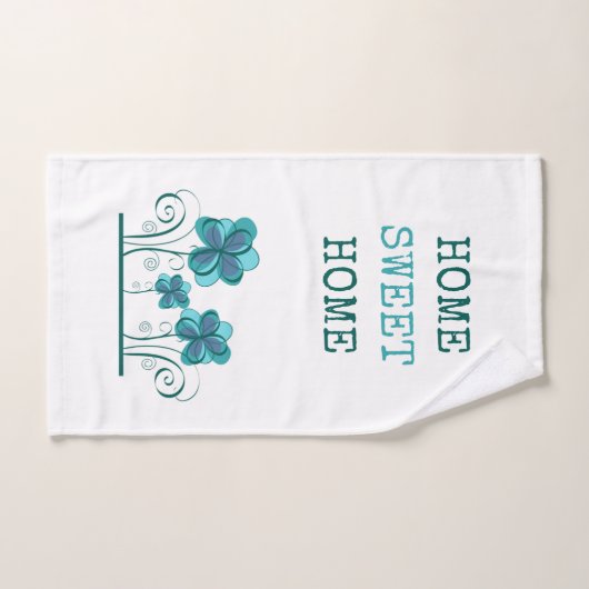Home Sweet Home Tekst Waterverf Bloemen Teat Wit Bad Handdoek (Handdoek)