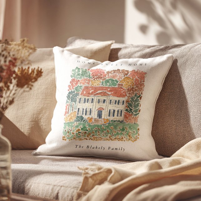 Home Sweet Home Thanksgiving Autumn Georgian House Kussen (Home Sweet Home Thanksgiving Autumn Georgian House Throw Pillow)