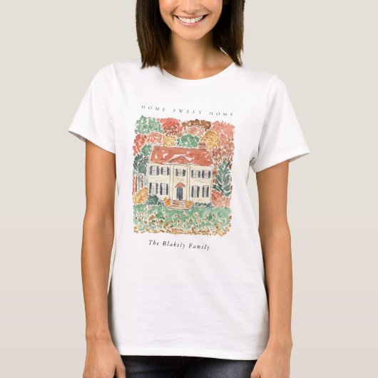 Home Sweet Home Thanksgiving Autumn Georgian House T-shirt (Voorkant)