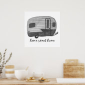 Home Sweet Home  Trailer Black en White Poster (Keuken)