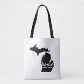 Home Sweet Home Typografie & Michigan Silhouette Tote Bag (Voorkant)