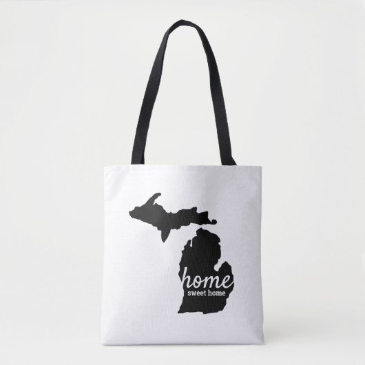 Home Sweet Home Typografie & Michigan Silhouette Tote Bag (Voorkant)