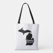 Home Sweet Home Typografie & Michigan Silhouette Tote Bag (Achterkant)