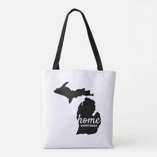 Home Sweet Home Typografie & Michigan Silhouette Tote Bag (Achterkant)
