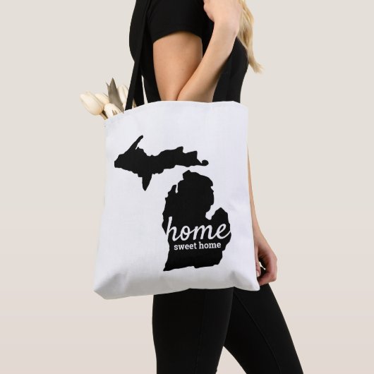 Home Sweet Home Typografie & Michigan Silhouette Tote Bag (Dichtbij)