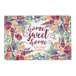 Home Sweet Home Typografie Waterverf Herfst Bouque Gelamineerde Placemat
