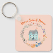 Home Sweet Home Vastgoed Nieuw Home  Roze Sleutelhanger (Voorkant)