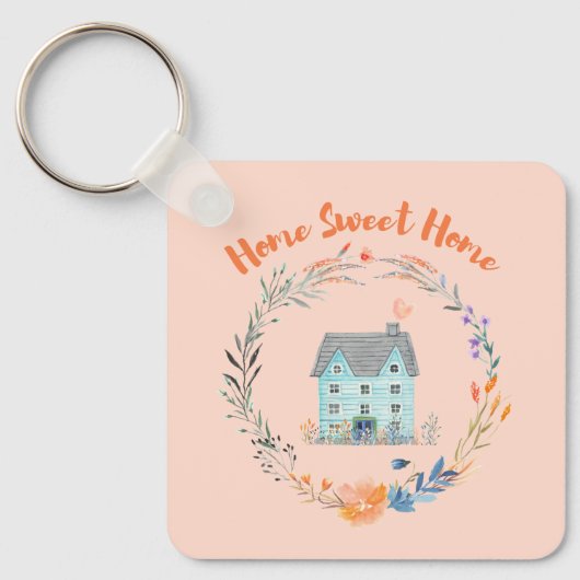 Home Sweet Home Vastgoed Nieuw Home  Roze Sleutelhanger (Voorkant)