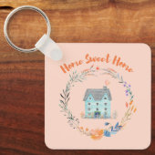 Home Sweet Home Vastgoed Nieuw Home  Roze Sleutelhanger (Voorkant)