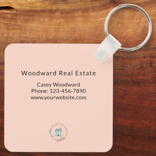 Home Sweet Home Vastgoed Nieuw Home  Roze Sleutelhanger (Achterkant)