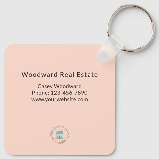 Home Sweet Home Vastgoed Nieuw Home  Roze Sleutelhanger (Achterkant)