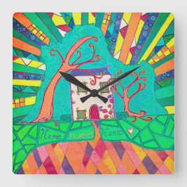 Home sweet home vierkante klok