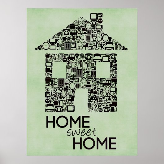 Home Sweet Home Wall Art Canvas Poster (Voorkant)