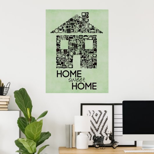 Home Sweet Home Wall Art Canvas Poster (Thuiskantoor)
