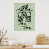 Home Sweet Home Wall Art Canvas Poster (Keuken)