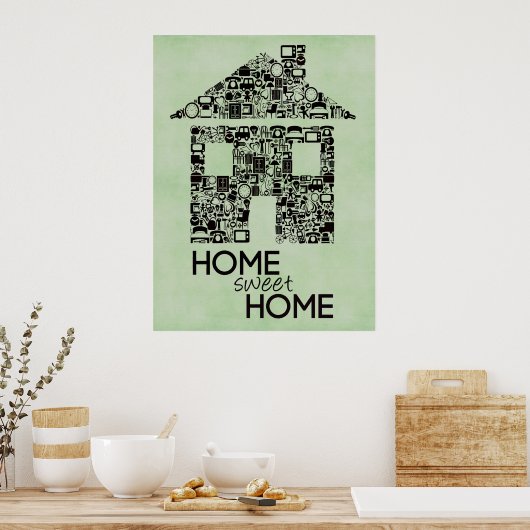 Home Sweet Home Wall Art Canvas Poster (Keuken)