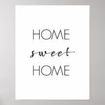 Home Sweet Home, Wall Art Print, Typografie Poster