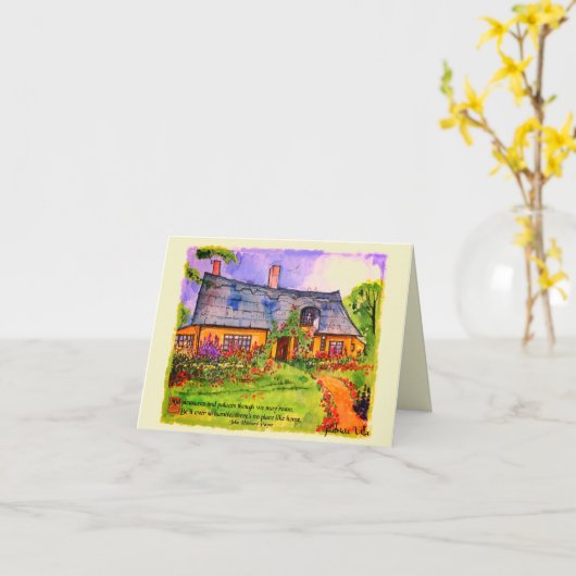 Home Sweet Home waterverf briefkaarten (Gele Bloem)