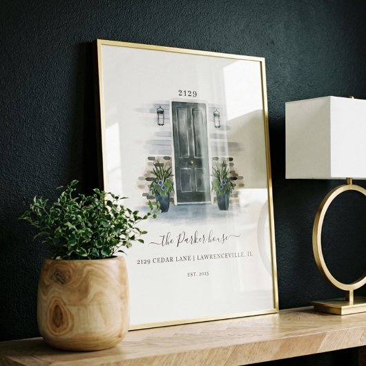 Home Sweet Home Waterverf Grey door Brick Trim Poster