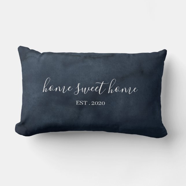 Home Sweet Home Waterverf Navy Sierkussen Kussen (Voorkant)