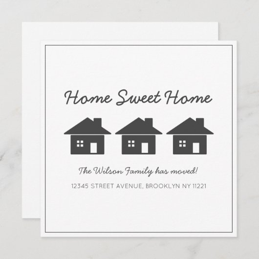 Home Sweet Home We hebben een nieuw huis verhuisd Aankondiging (Voorkant / Achterkant)