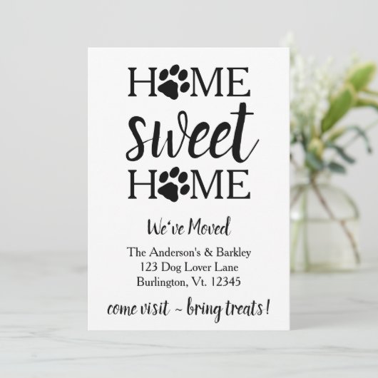 Home Sweet Home We've Moved Dog Pet Moving Aankondiging (Staand voorkant)
