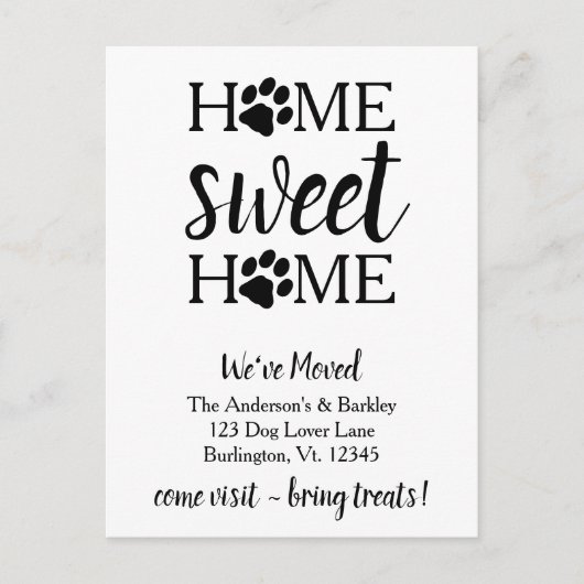 Home Sweet Home We've Moved Dog Pet Moving Aankondigingskaart (Voorkant)
