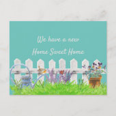 Home Sweet Home White Picket Fence Nieuw adres Aankondigingskaart (Voorkant)
