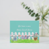 Home Sweet Home White Picket Fence Nieuw adres Aankondigingskaart (Staand voorkant)