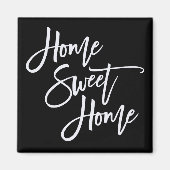 Home Sweet Home White Typografie Black Magneet (Voorkant)