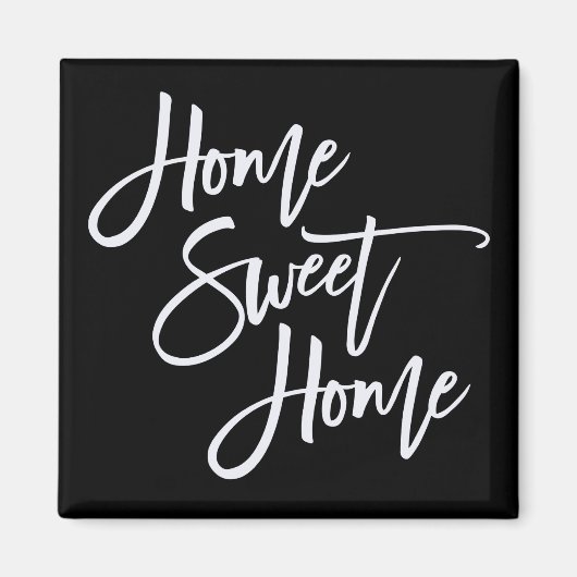 Home Sweet Home White Typografie Black Magneet (Voorkant)