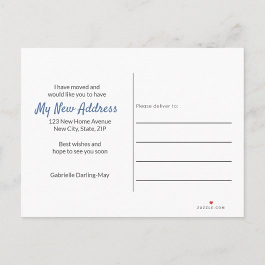 Home Sweet Home Wit Picket hek Ik heb verplaatst Aankondigingskaart (Achterkant)