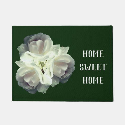Home Sweet Home Wit Rozen Boeket Deurmat (Voorkant)
