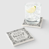 Home Sweet Home Zwart Lijst Stenen Onderzetter (Zijkant)