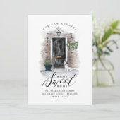 Home Sweet Home Zwart Waterverf Deur & Brick Home Aankondiging (Staand voorkant)