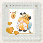 Home Sweet Honeycomb Bee Gnome Coaster Set Kartonnen Onderzetters (Voorkant)