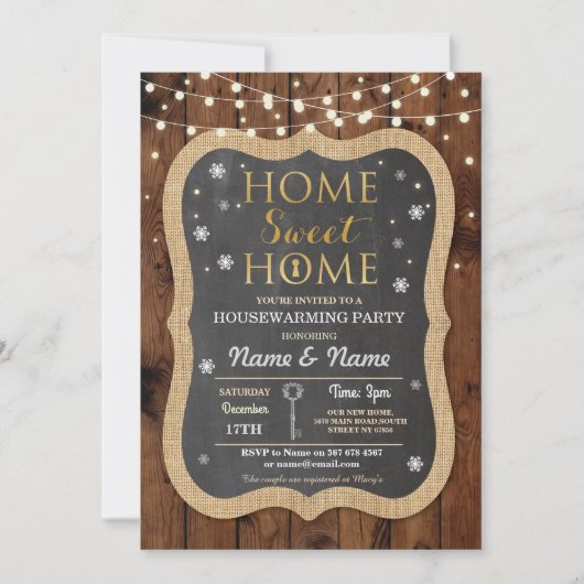 Home Sweet Housewarming Sneeuwvlokken Feestelijke  Kaart (Voorkant)