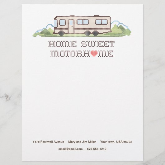 Home Sweet Motor Home Letterhead Briefhoofd Sjabloon (Voorkant)