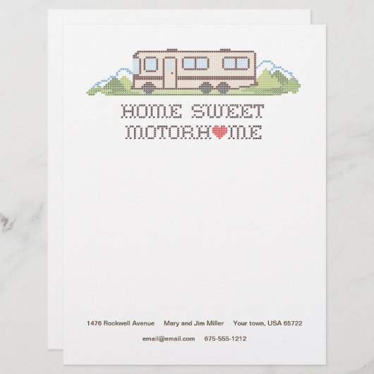 Home Sweet Motor Home Letterhead Briefhoofd Sjabloon (Voorkant / Achterkant)