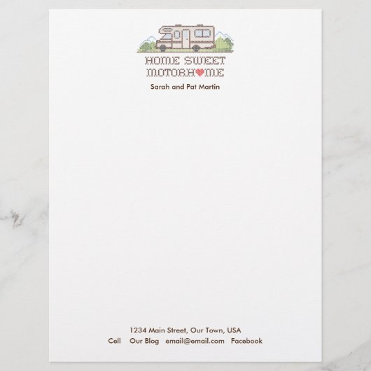 Home Sweet Motor Home Letterhead Briefhoofd Sjabloon (Voorkant)