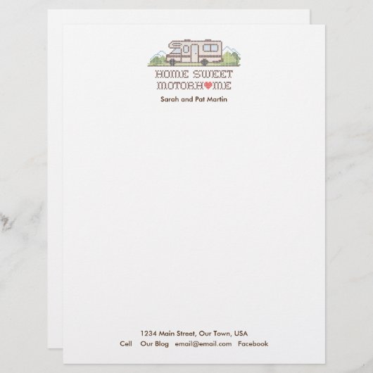 Home Sweet Motor Home Letterhead Briefhoofd Sjabloon (Voorkant / Achterkant)