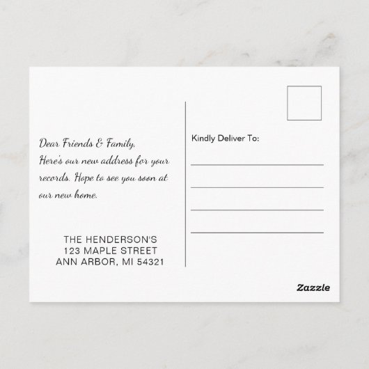 Home Sweet New Home Bewegende Aankondiging Briefka Briefkaart (Achterkant)