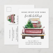 Home Sweet New Home Red Truck Holiday Moving Aankondigingskaart (Voorkant / Achterkant)