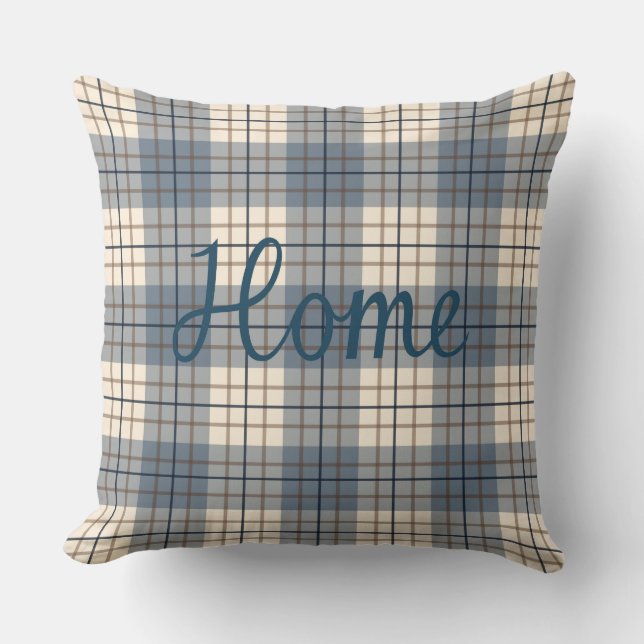 Home & Sweet op Pset Blues Brown Cream Kussen (Voorkant)